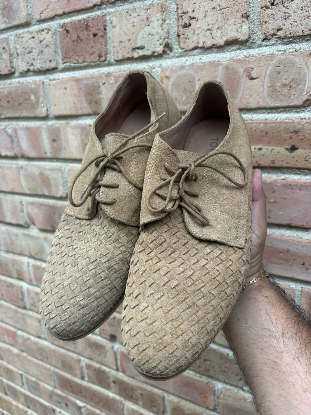 Topman Tan Woven Suede Lace-Up Oxfords